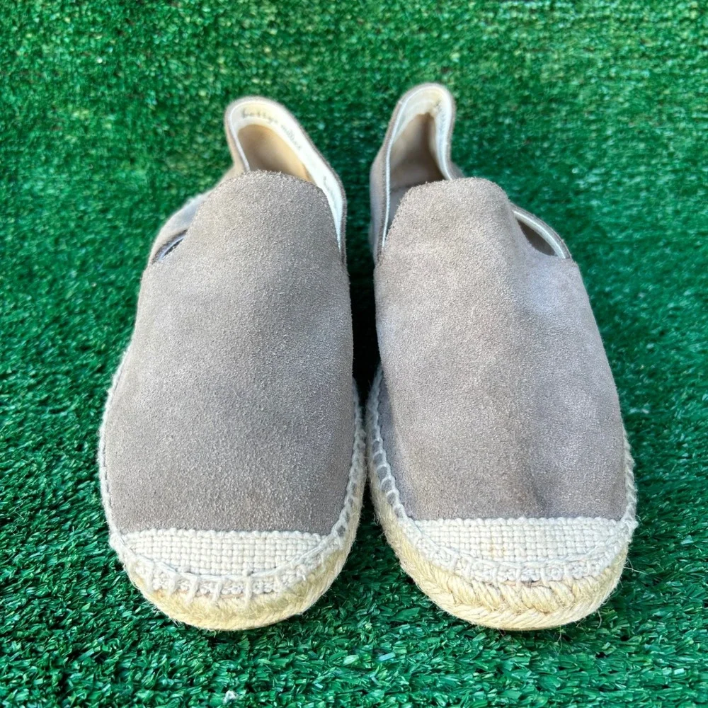 Bettye Muller New York Grey Suede Espadrille Loafers Slip On Flats Size 37